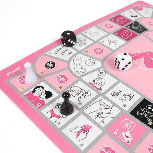 Erotic board game Secret Play Mission 69, with board, dice and pawns