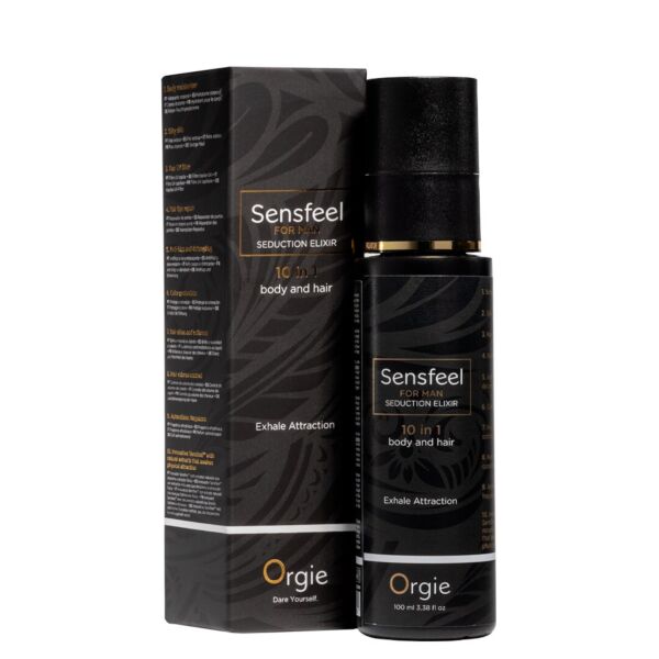 100 ml Orgie Sensfeel For Man Seduction Elixir bottle with spray nozzle