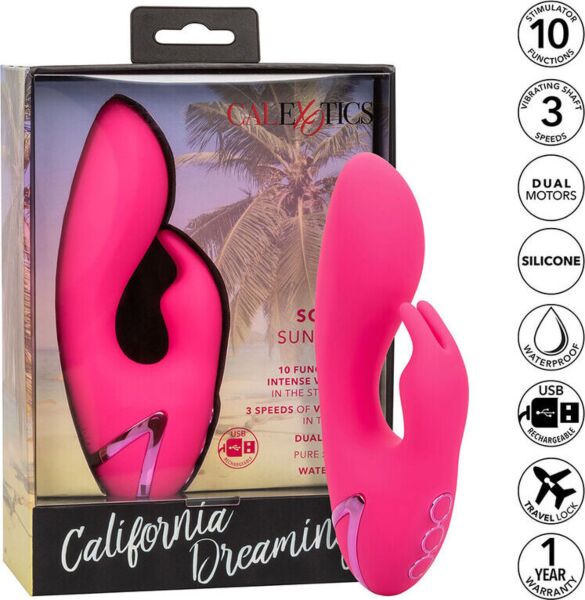 CalExotics So. Cal Sunshine rabbit vibrator, from the California Dreaming collection, in pink