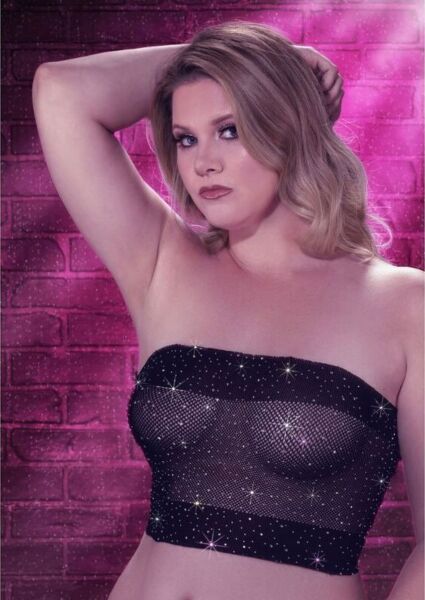 Black CalExotics Radiance Plus Size bandeau top with rhinestones