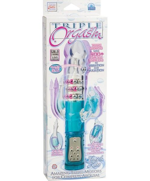 Calexotics Triple Orgasm Triple Kiss rabbit vibrator with its rotating head and rows of beads