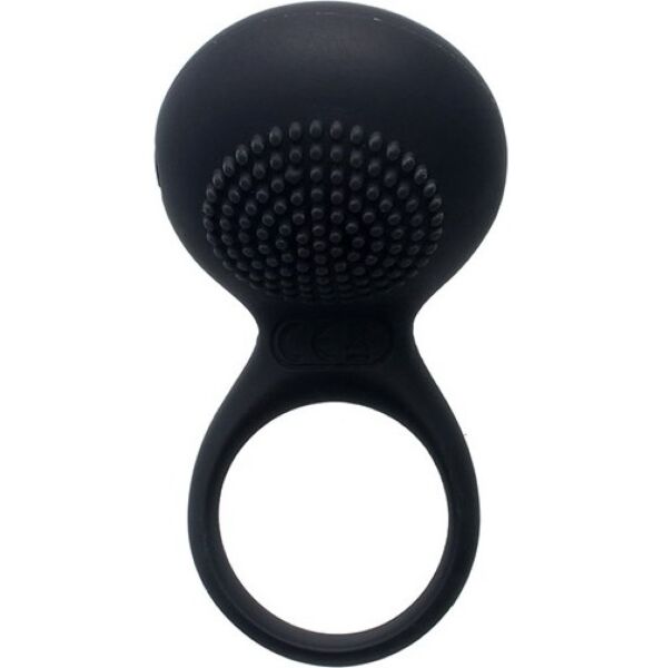 Black SVAKOM Tyler vibrating cock ring with its textured tongue