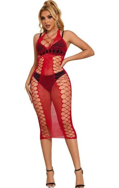 Subblime long mesh babydoll in red