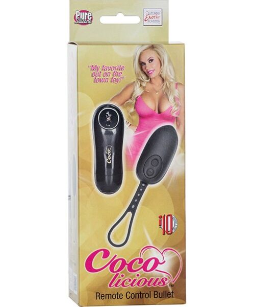 Black Calexotics Coco Licious Remote Control bullet vibrator with its remote