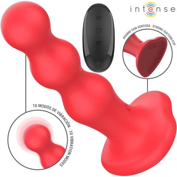 Red Intense Cody vibrator with a textured surface and suction cup base