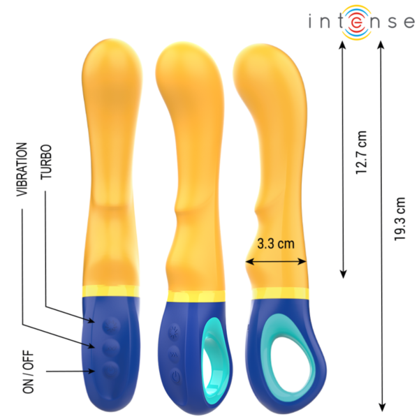 Yellow Intense Shaggy vibrator with a curved shape for G-spot stimulation