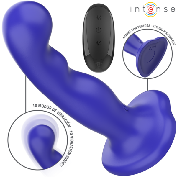 Blue Intense Shorty vibrator with a cup-shaped texture and a suction cup base