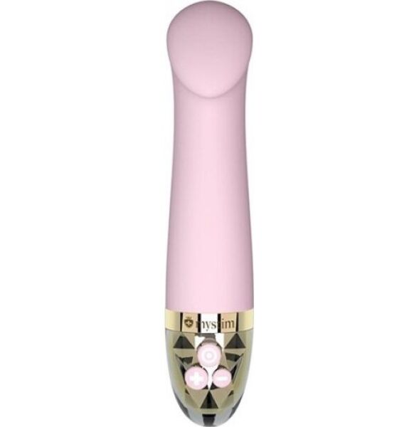 Mystim Right on Ron G-spot vibrator in pink, with a curved shaft and flattened tip