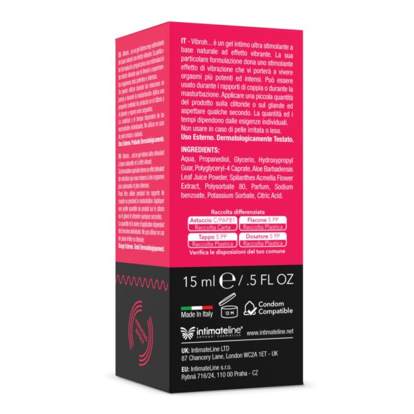 Bottle of IntimateLine Vibroh 15 ml stimulating gel