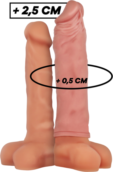 VirilXL V5 silicone penis sleeve, in brown and natural