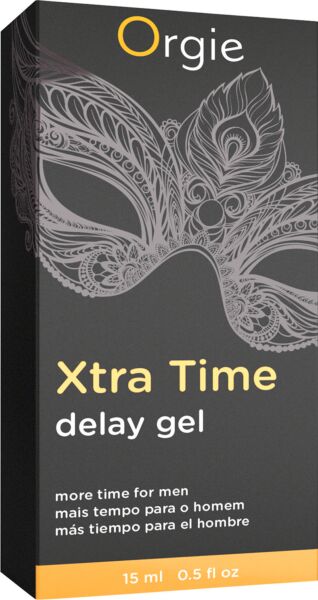 15 ml airless bottle of Orgie Xtra Time Delay Gel