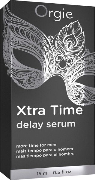 Bottle of Orgie Xtra Time delay serum, 15 ml