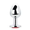 Butt Plug Toosh Silver Metal Large Red Stone