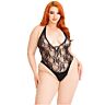 Floral Lace Deep-V Teddy Leg Avenue Plus Size