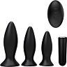Anal Plugs S Pleasures Premium Line Triplicity Black with Vibrating Bullet