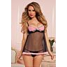 Seven 'til Midnight Satin and Tulle Babydoll with Thong