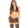 Lingerie Set Leg Avenue Top, Skirt and Stockings with Diamonds
