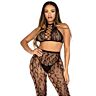 Crop Top & Crotchless Tights Leg Avenue Leopard Effect