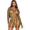 Sexy Dress Leg Avenue Rasta Mini Dress with Long Sleeves