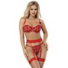 Sexy Lingerie Set SUBBLIME Heart Print Bra Thong Garter Belt