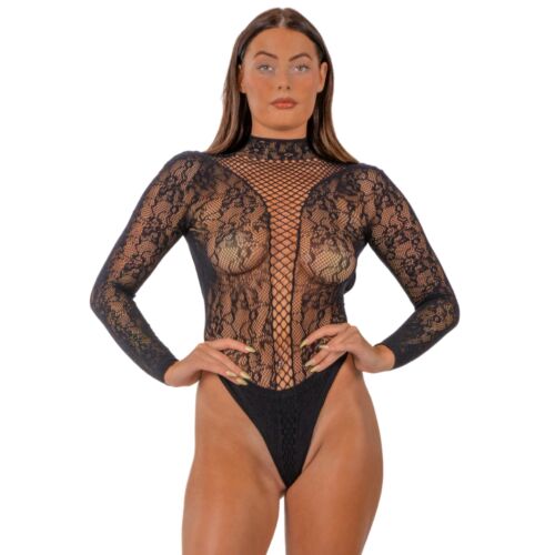Bodysuit Lace by LJ High Neck with Cut-Out Detail