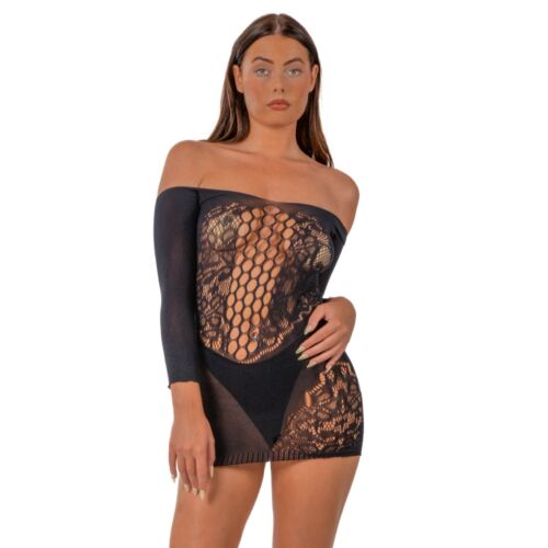 Sexy Lingerie Lace Off the Shoulder Mini Dress with Inserts