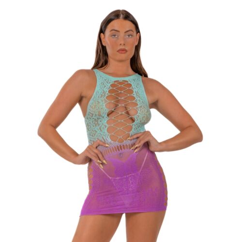 Babydoll Lace by LJ Ombre Faux Up Mini Dress