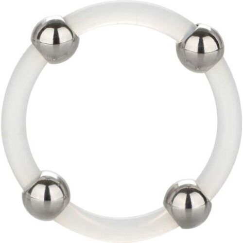 Large Silicone and Steel Beaded Penis Ring by CALEXOTICS
