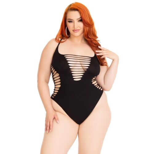 Bodysuit Leg Avenue Shredded Thong Plus Size