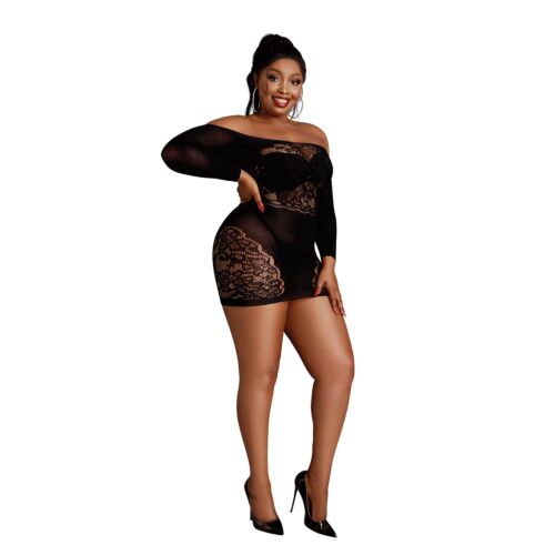 Sexy Lingerie Moonlight Off the Shoulder Mini Dress Plus Size
