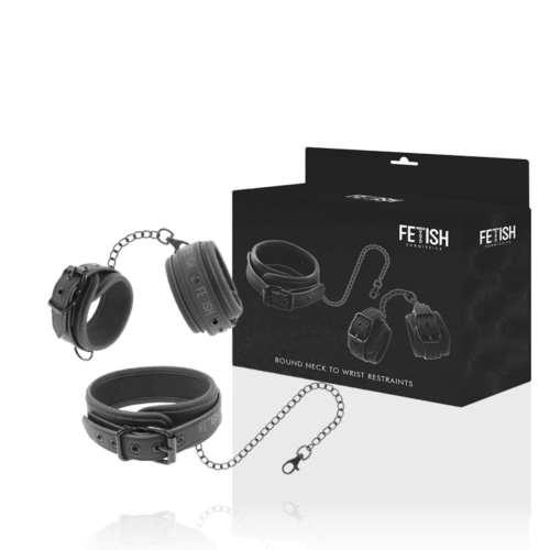 Bondage Set Fetish Submissive Vegan Leather Neck and Cuffs