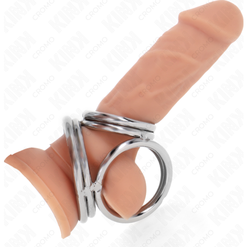 KINK RING POWER Triple Metal Penis Ring with Nipple Clamps