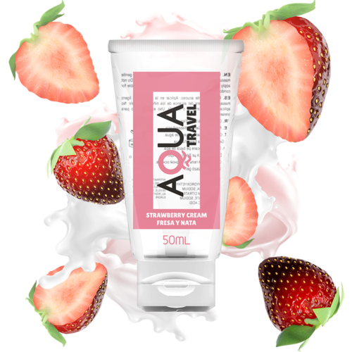 Aqua Travel Strawberry Cream Flavour Lubricant - 50ml