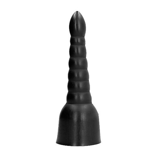 Dildo All Black 34 cm with Stimulation Grooves