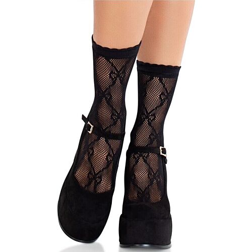 Lace Anklets Leg Avenue Black Lace Bow - Vintage Charm
