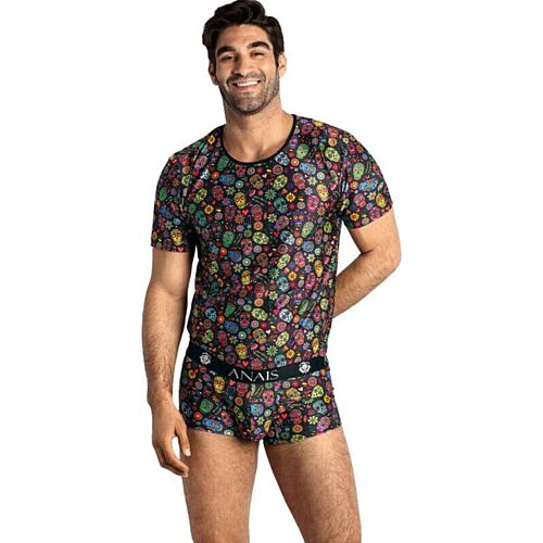 Men's T Shirt ANAIS MEN MEXICO with Floral Skull Print