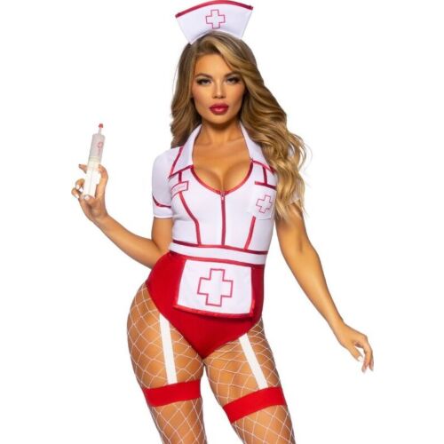 Nurse Costume Leg Avenue with Matching Apron and Headpiece