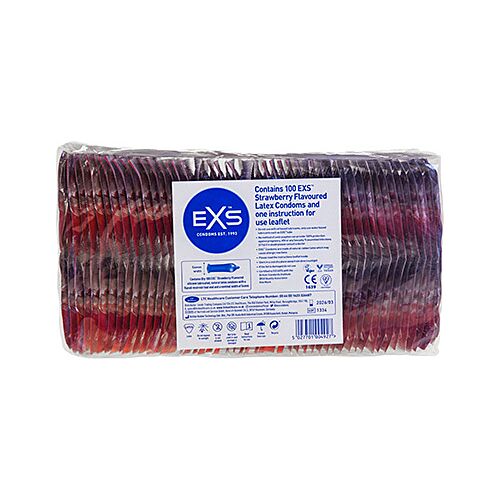 Condoms Exs Strawberry Sundae 100s - Sweet Strawberry Flavour