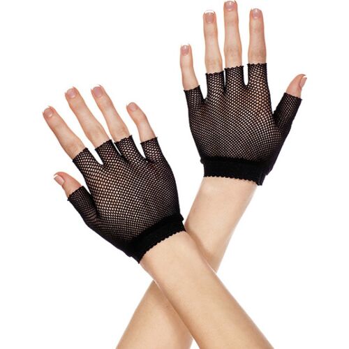 Fingerless Gloves Music Legs Short Black