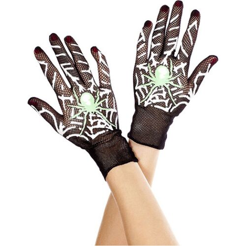 Black Spider Web Pattern Gloves by Music Legs