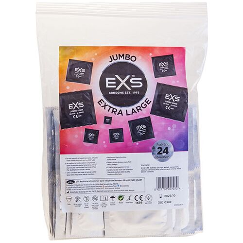 Exs Jumbo Extra Large Condoms - 24 Pack for Comfort