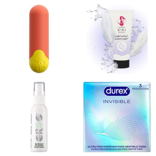 Discreet travel kit with bullet vibrator and lubricant