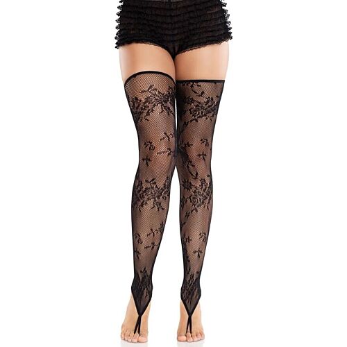Footless Stockings by Leg Avenue with Floral Lace Design