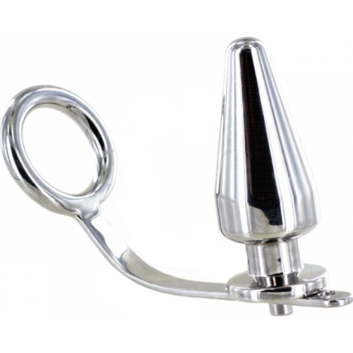 Anal Plug BDSM Metal Hard with Steel Ring and Anal Attachment