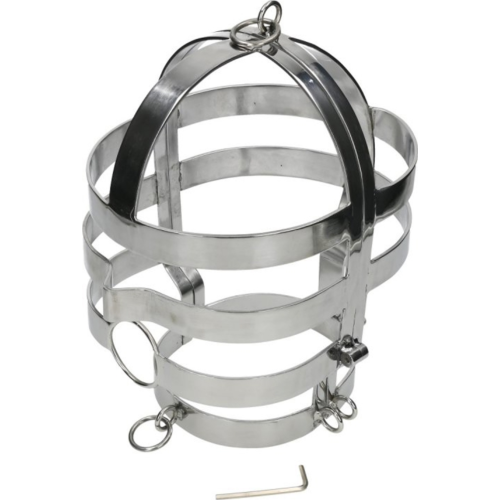 BDSM Hood Metal Hard Mask with Toy Insertion Feature