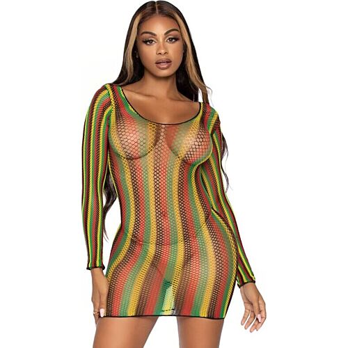Sexy Dress Leg Avenue Rasta Mini Dress with Long Sleeves