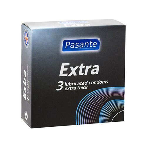 Pasante Extra Thick Condoms - 3 Pack with Lubricant