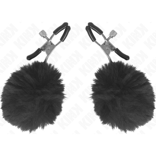 Nipple Clamps KINK NIPPLE GRIP with Black Pom Poms