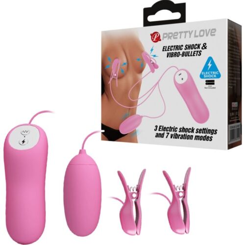 Nipple Clamps Pretty Love with Vibration and Electroshock
