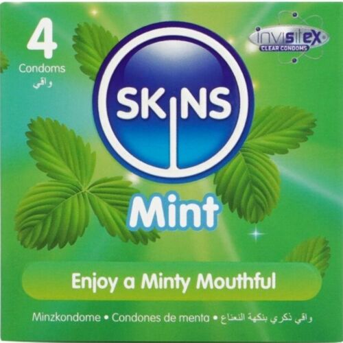 SKINS Mint Condoms 4-Pack with Refreshing Taste